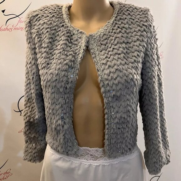 Charlotte Russe Jackets & Blazers - Charlotte Russe. Sz Small. Faux Fur. Beaded Sequin Embellished Jacket. B88.